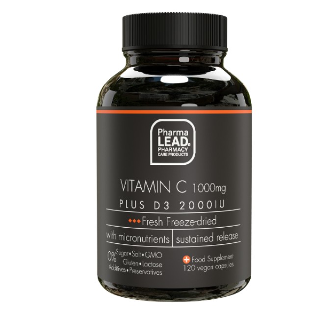 Pharmalead Black Range Vitamin C 1000mg Plus D3 2000IU, 120 Φυτικές Κάψουλες
