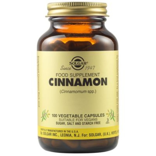 Solgar Cinnamon 500mg Συμπλήρωμα Διατροφής Με Εκχύλισμα Κανέλας, 100 Φυτικές Κάψουλες