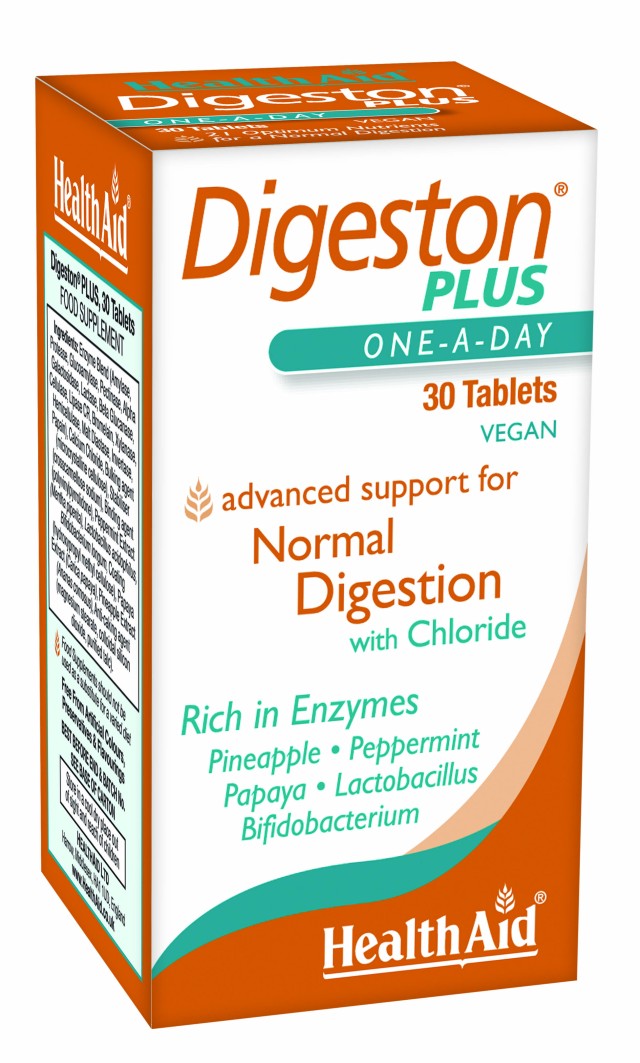 Health Aid Digeston Plus Συμπλήρωμα Διατροφής για την Διευκόλυνση της Πέψης, 30 Ταμπλέτες