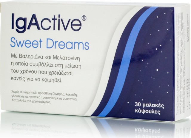 Igactive Sweet Dreams Συμπλήρωμα Διατροφής Για Εύκολο Ύπνο 30 Μαλακές Κάψουλες