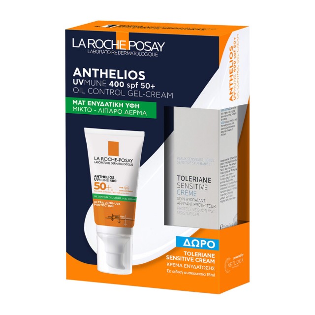 La Roche Posay Anthelios Promo UVMUNE 400 Oil Control Gel Cream SPF50+ Αντηλιακή Κρέμα Προσώπου για Ματ Αποτέλεσμα 50ml + ΔΩΡΟ Ενυδατική Κρέμα Toleriane Sensitive 15ml