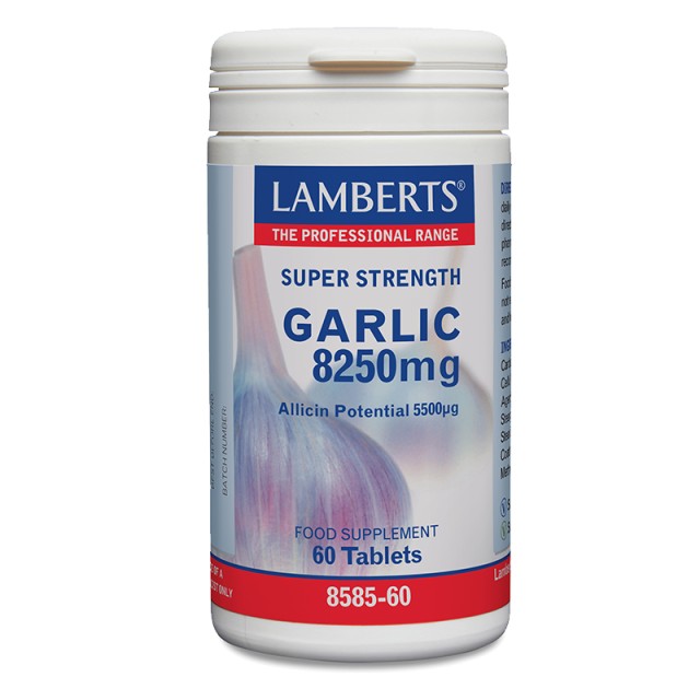 Lamberts Garlic 8250mg Συμπλήρωμα Διατροφής Για Το Καρδειαγγειακό Σύστημα, 60 Ταμπλέτες