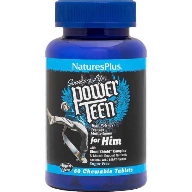Natures Plus Power Teen for Him Πολυβιταμίνη για Αγόρια, 60 Μασώμεν...
