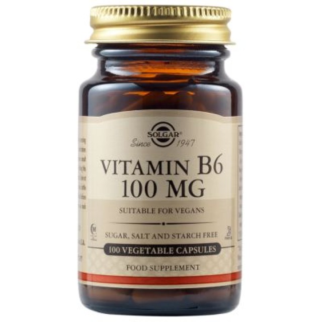 Solgar Vitamin B6 100mg, 100 Φυτικές Κάψουλες