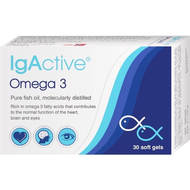 IgActive Omega 3 Συμπλήρωμα Διατροφής Πλούσιο σε Ωμέγα 3 Λιπαρά Οξέα, 30 Softgels