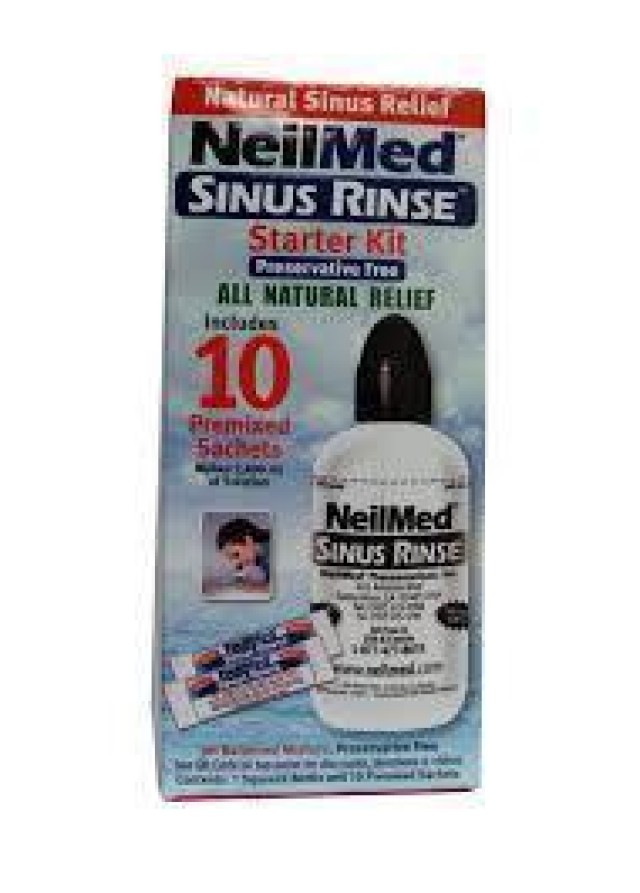 NeilMed Sinus Rinse Starter Kit Σύστημα Φυσικής Θεραπευτικής Ανακούφισης των Ρινικών Παθήσεων, 10 φάκελοι