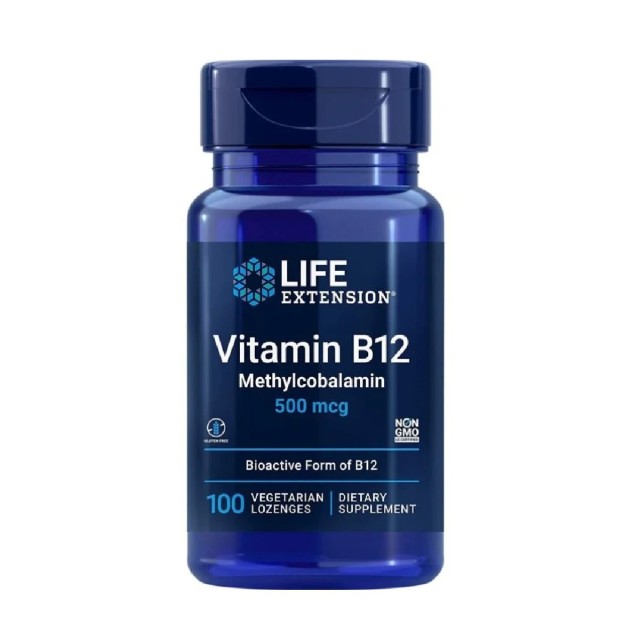 Life Extension Vitamin B12 Methylcobalamin 500mcg (Συμπλήρωμα Διατροφής Β12 Βιταμίνη), 100 Παστίλιες