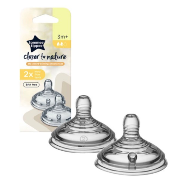 Tommee Tippee Closer To Nature 2x Med Flow Teats Θηλές Σιλικόνης Μέ...