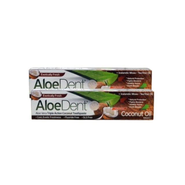 Optima Aloedent Coconut Toothpaste Οδοντόκρεμα με Έλαιο Καρύδας, 2x100ml