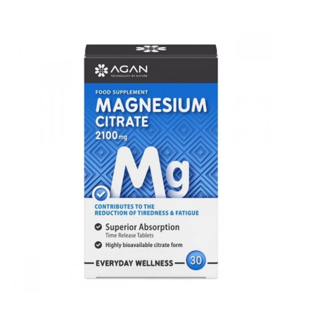 Agan Magnesium Citrate 2100mg Κιτρικό Μαγνήσιο, 30 Ταμπλέτες