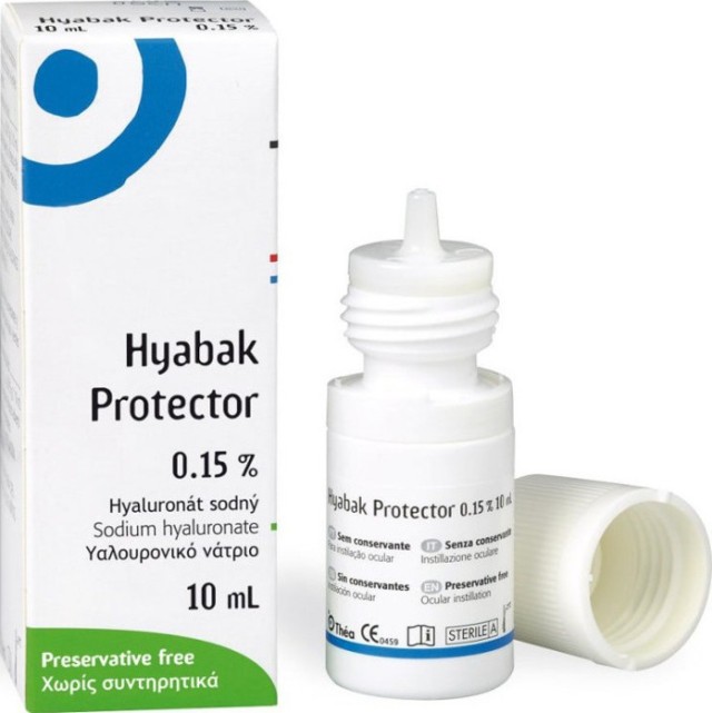 Thea Hyabak Protector 0.15% Οφθαλμικές Σταγόνες με Υαλουρονικό Οξύ για Ξηροφθαλμία, 10ml