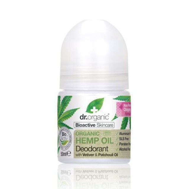 Dr.Organic Hemp Oil Φυσικό Αποσμητικό σε Roll-On με Βιολογικό Έλαιο Κάνναβης Χωρίς Αλουμίνιο 50ml