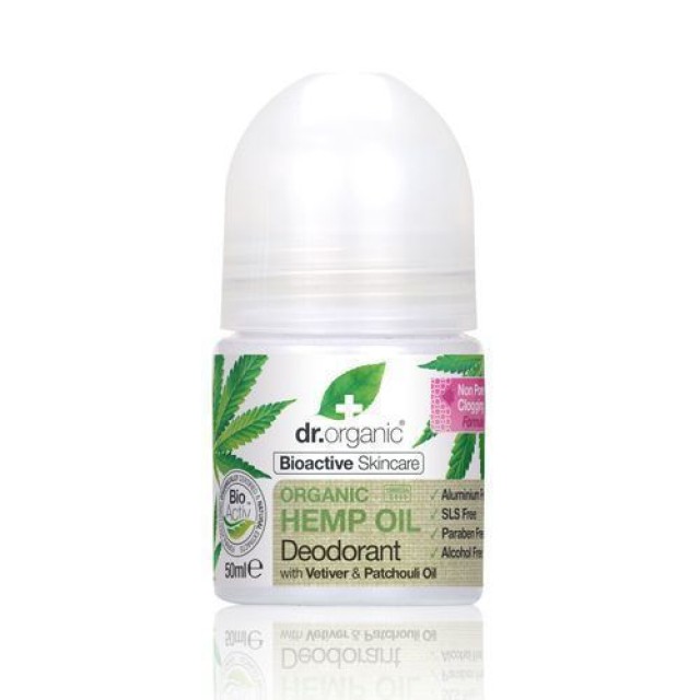 Dr.Organic Hemp Oil Φυσικό Αποσμητικό σε Roll-On με Βιολογικό Έλαιο Κάνναβης Χωρίς Αλουμίνιο 50ml