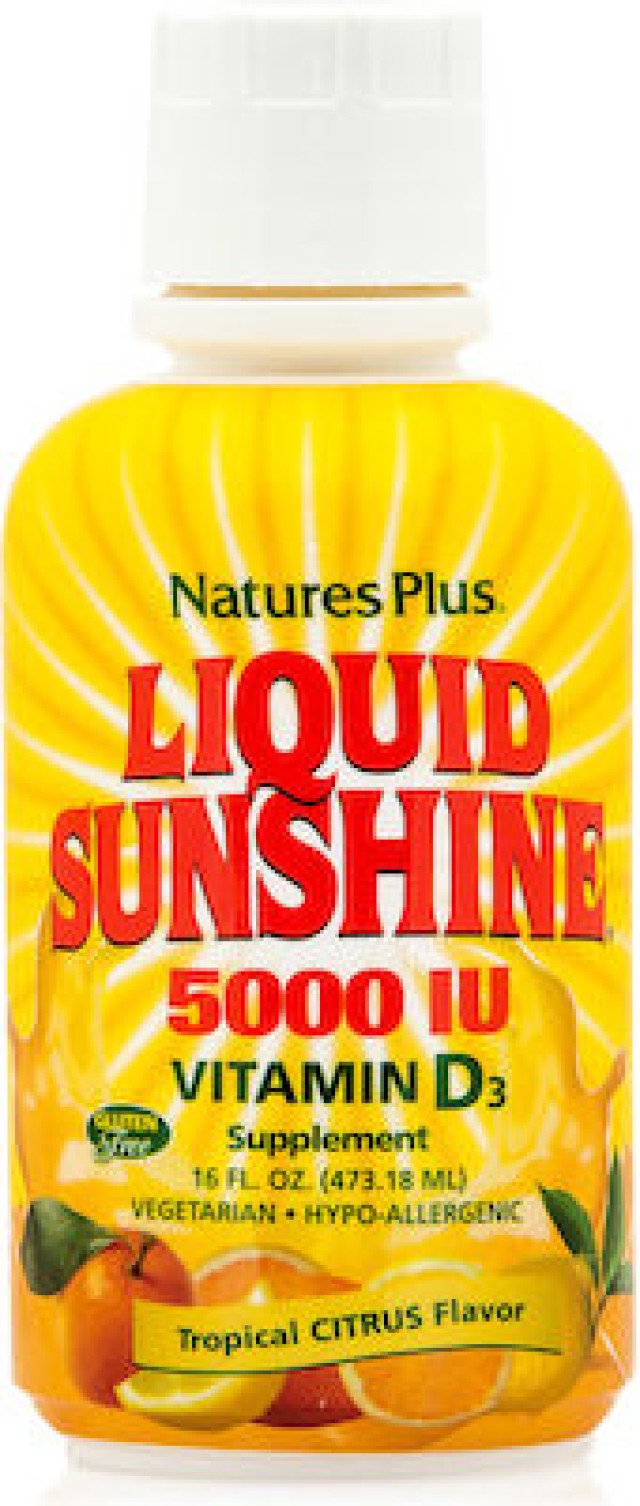 Natures Plus Liquid Sunshine 5000 IU Vitamin D3 Συμπλήρωμα Διατροφής για το Ανοσοποιητικό και τα Οστά, 473ml