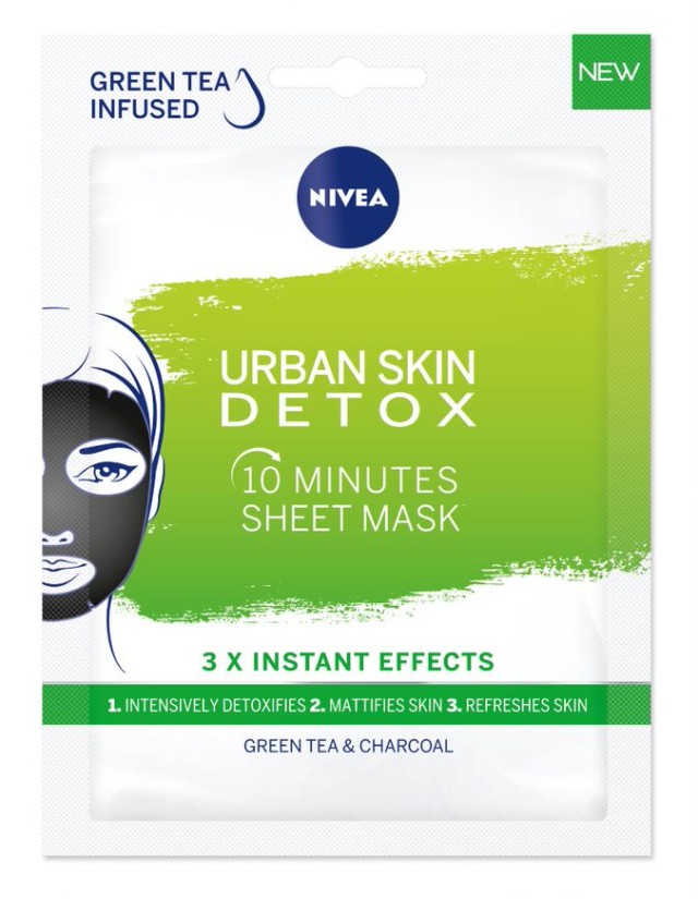 Nivea 10 Minutes Urban Skin Detox Sheet Mask Αντιοξειδωτική Υφασμάτινη Μάσκα Προσώπου, 1 Τεμάχιο