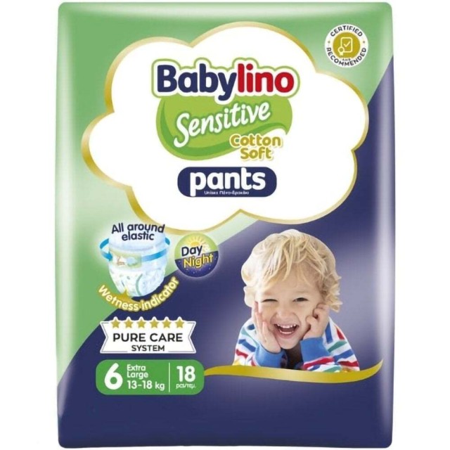 Babylino Sensitive Pants Cotton Soft Unisex No6 Extra Large (13-18kg), 18 Τεμάχια