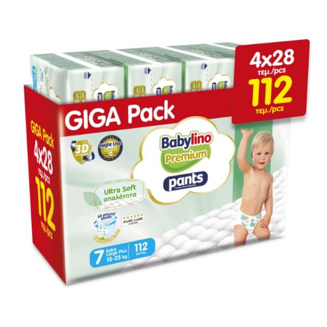 Babylino Premium Pants Giga Pack Nο7 15-25kg Πάνες-βρακάκι, (4x28) 112τμχ