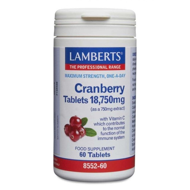 Lamberts Cranberry Tablets 18,750mg Συμπλήρωμα Διατροφής Για Το Ουροποιητικό Σύστημα, 60 Κάψουλες