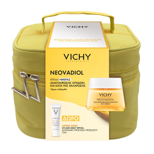 Vichy Promo Neovadiol Replenishing Anti-Sagginess Day Cream Κρέμα Ημέρας για Επιδερμίδες στην Εμμηνόπαυση 50ml + Δώρο Capital Soleil UV-Age Daily SPF50+ 15ml + Κίτρινο Νεσεσέρ 1τμχ
