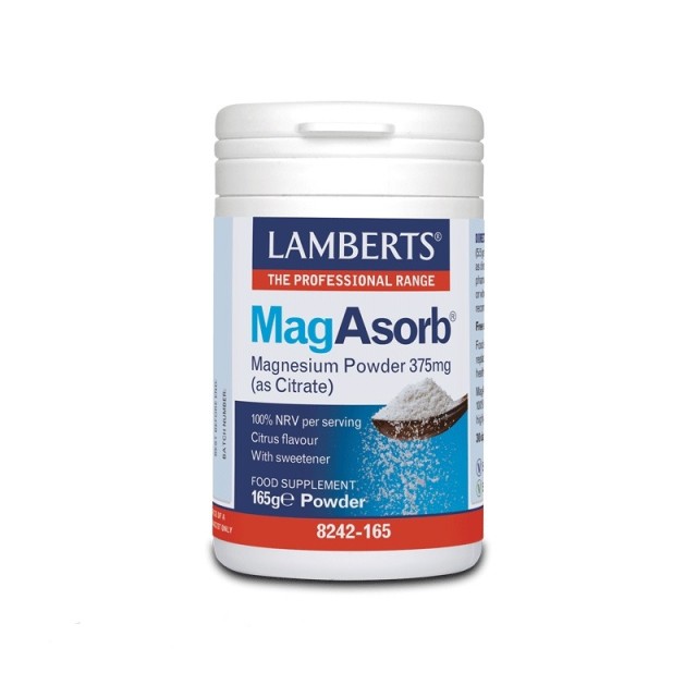 Lamberts Mag Asorb Magnesium Powder 375mg Μαγνήσιο σε Μορφή Κιτρικού άλατος 165gr