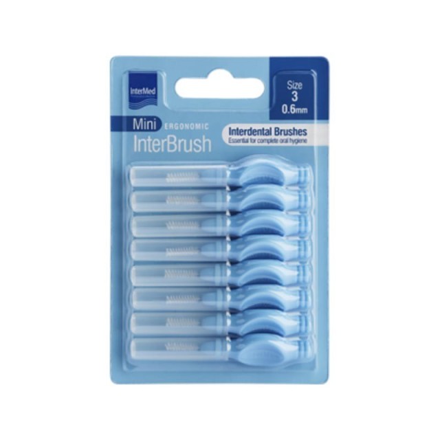 Intermed Ergonomic Mini Μεσοδόντια Βουρτσάκια με Λαβή Size 3 - 0.6mm Γαλάζιο, 8τμχ