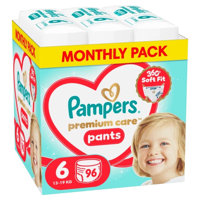 Pampers Premium Care Pants Monthly Pack No.6 (13kg-19kg) Βρεφικές Π...