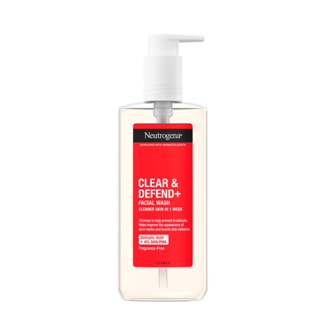 Neutrogena Clear & Defend+ Facial Wash Καθαριστικό Υγρό Προσώπου, 200ml