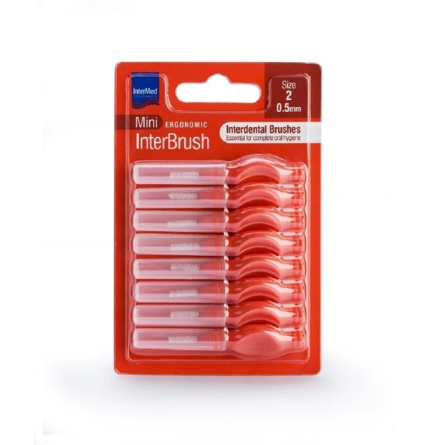 Intermed Ergonomic Mini Μεσοδόντια Βουρτσάκια με Λαβή Size 2 - 0.5mm Κόκκινο, 8τμχ