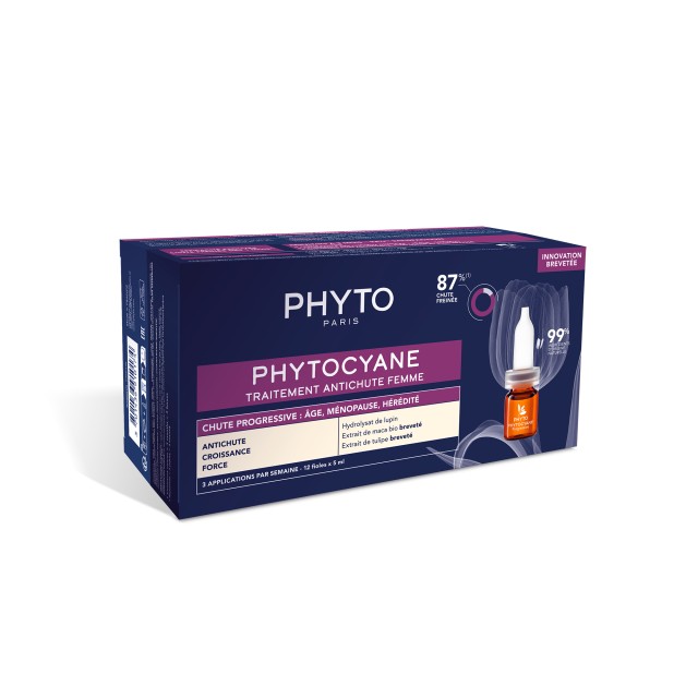 Phyto Phytocyane Progressive Hair Loss Treatment for Women Αγωγή για την Προοδευτική Γυναικεία Τριχόπτωση, 12 αμπούλες x 5ml