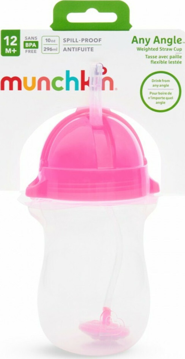 Munchkin Παιδικό Ποτηράκι Click Lock Tip από Πλαστικό Ροζ 296ml για 12m+ 1 Τεμάχιο