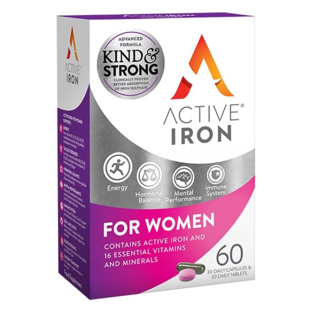 Active Iron Women Συμπλήρωμα Διατροφής με Ενεργό Σίδηρο για Γυναίκες, 60 Kάψουλες