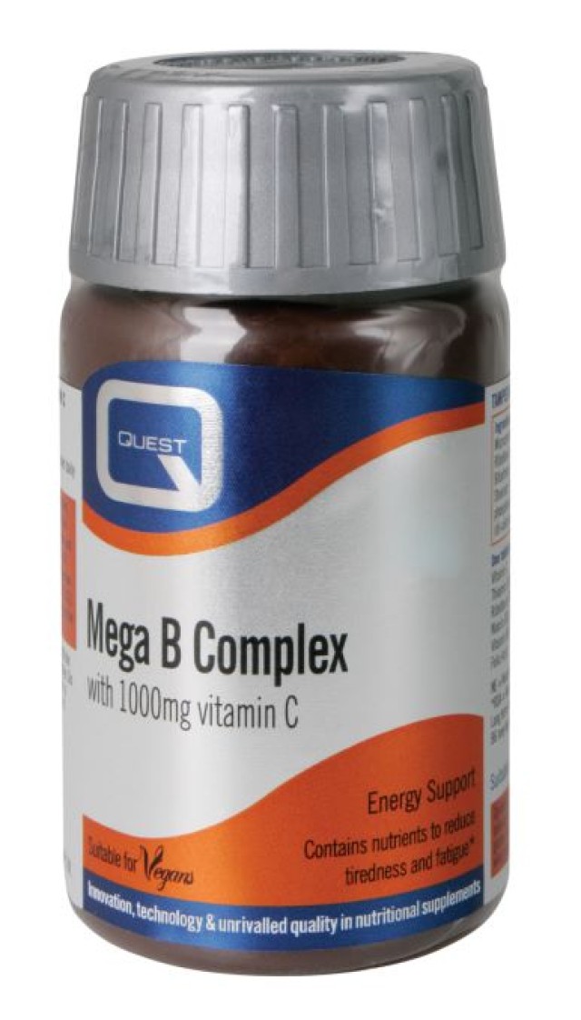 Quest Mega B Complex with 1000mg Vitamin C, 60 Ταμπλέτες