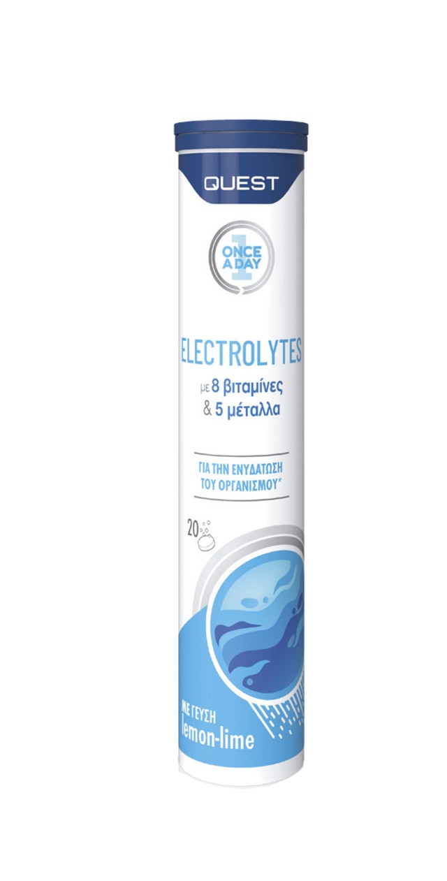 Quest Once a Day Electrolytes Ηλεκτρολύτες που Παρέχουν 8 Βιταμίνες & 5 Μέταλλα, 20 Αναβράζοντα Δισκία