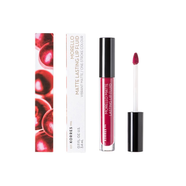 Korres Morello Matte Lasting Lip Fluid Υγρό Ματ Κραγιόν Fig No74, 3.4ml