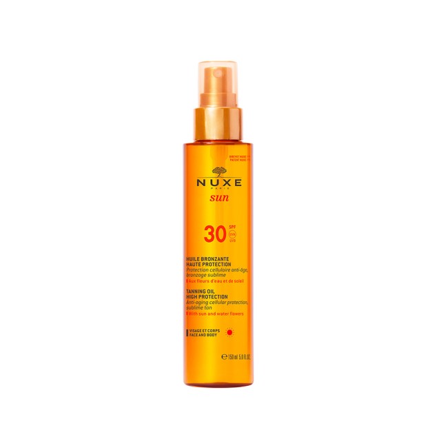 Nuxe - Sun Huile Bronzante Visage et Corps Haute Protection SPF 30, 150ml