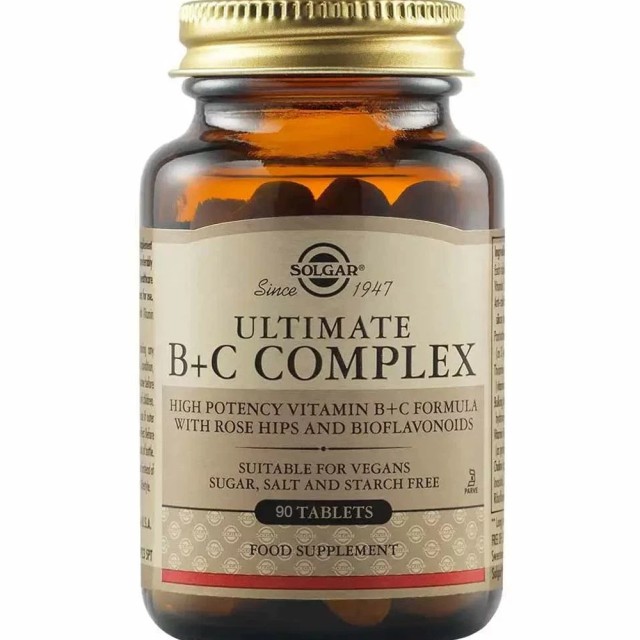Solgar Vit. B+C Complex Ultimate Συμπλήρωμα Διατροφής για Νευρικό Σ...