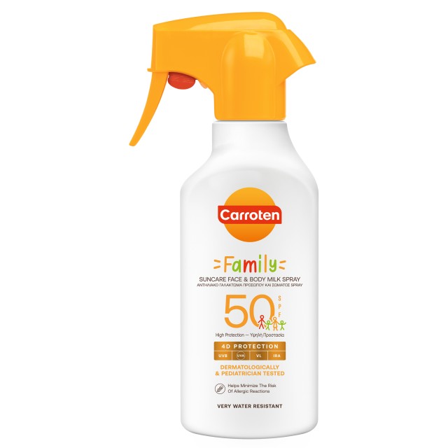 Carroten Family Trigger Spray Αντηλιακό Γαλάκτωμα Για Όλη Την Οικογένεια Spf50, 270ml
