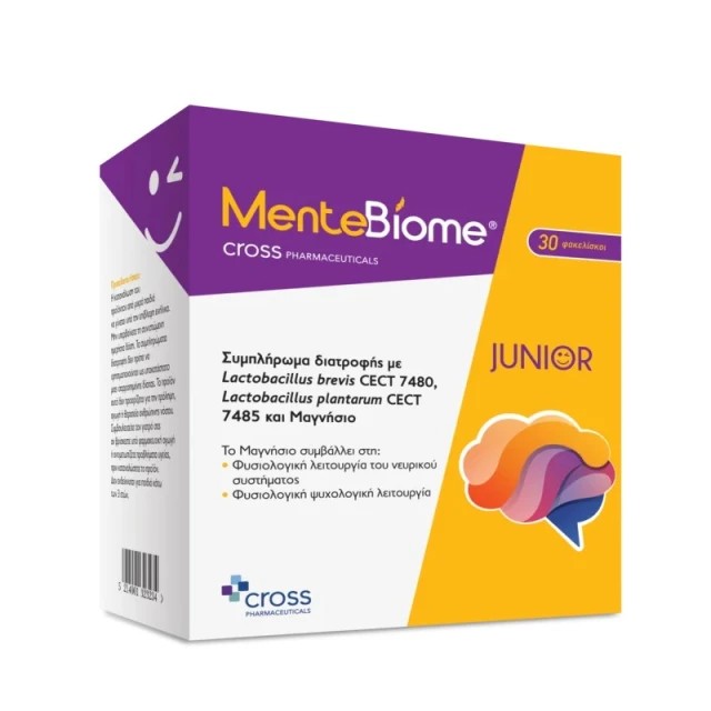 Cross Pharmaceuticals MenteBiome Junior Συμπλήρωμα Διατροφής με Προβιοτικά για Παιδιά, 30sachets