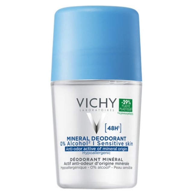 Vichy Deodorant Mineral Αποσμητικό Roll-on 48ωρης Προστασίας Xωρίς ...