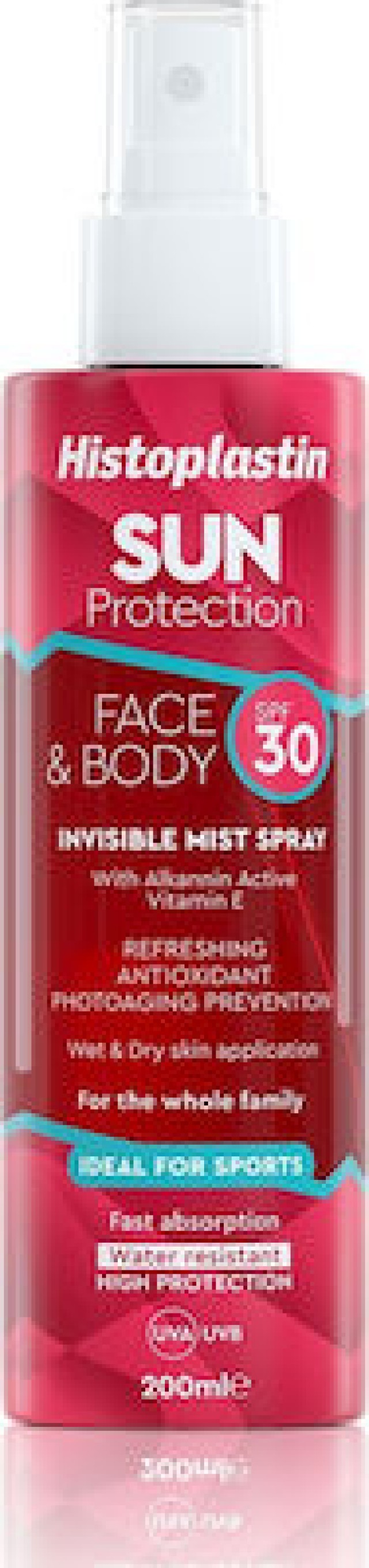 Histoplastin Sun Protection Face & Body Invisible Mist Spray SPF30, 200ml