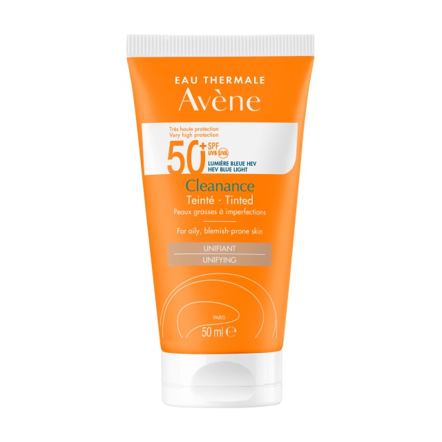 Avène Cleanance Solaire Αντηλιακό Προσώπου SPF 50+ με Χρώμα για το Ευαίσθητο Λιπαρό Δέρμα με Ατέλειες, 50ml