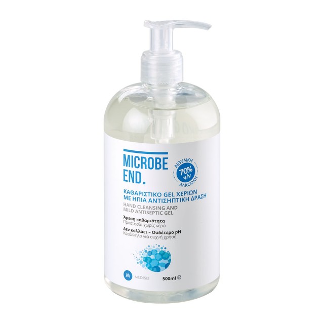 Medisei Microbe End Hand Gel Ήπιο Αντισηπτικό Χεριών 500ml