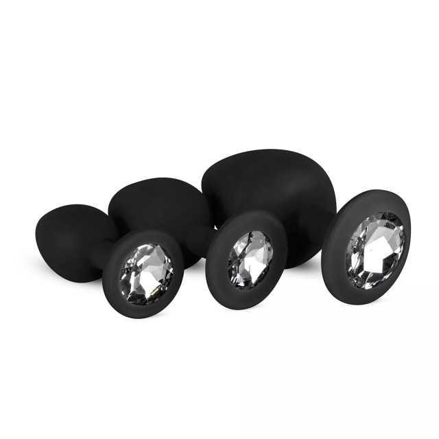 EasyToys Silicone Buttplug Set with Diamond Black Πρωκτικές Σφήνες, 3τμχ