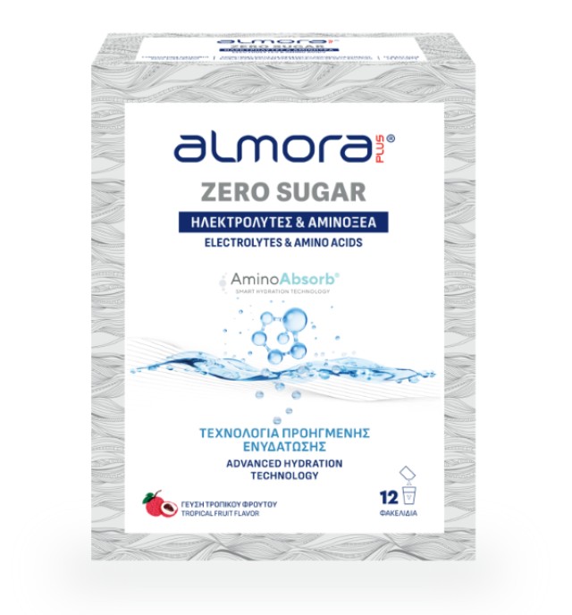 Almora Zero Sugar Amino Absorb Ηλεκτρολύτες Χωρίς Ζάχαρη, 12 φακελί...