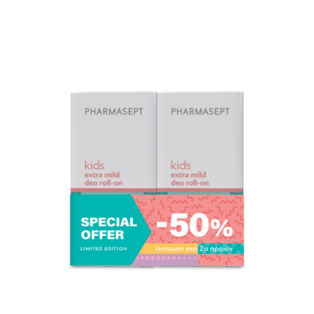Pharmasept Promo (-50% στο 2ο προϊόν) Kids Extra Mild Deo Roll-on Αποσμητικό για Παιδιά και Εφήβους, 2x50ml