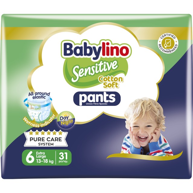 Babylino Sensitive Pants Cotton Soft Unisex No6 Extra Large 13-18kg Πάνες Βρακάκι, 31τμχ