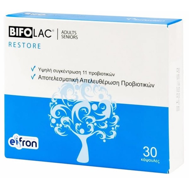 Bifolac Restore Adults Συμπλήρωμα Διατροφής Με Υψηλή Συγκέντρωση Προβιοτικών, 30 Κάψουλες