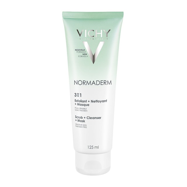 Vichy Normaderm 3 σε 1 Cleanser Απολέπιση - Καθαρισμός - Μάσκα Προσώπου 125ml