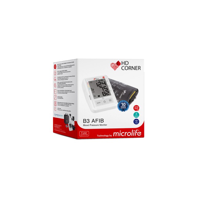 Microlife HD Corner BP B3 AFIB Πιεσόμετρο Μπράτσου, 1 Τεμάχιο