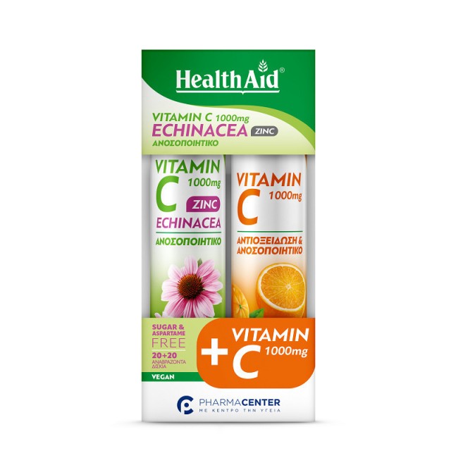 Health Aid Promo Pack Vitamin C 1000mg Echinacea Zinc 20tabs + Vitamin C 1000mg 20tabs